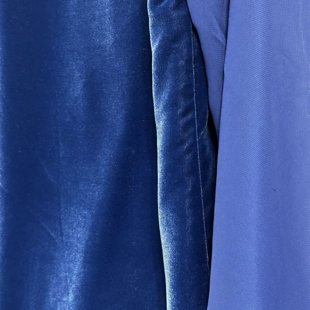 J.Crew Velvet Puff-Sleeve Top Size XXS Blue Round Necklace Pullover Blouse Top